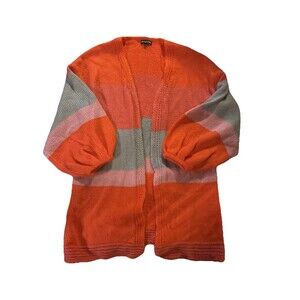 PrettyLittleThing Women’s Small Orange Pink Chunky Knit Open Oversized Cardigan